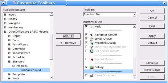 customize toolbars